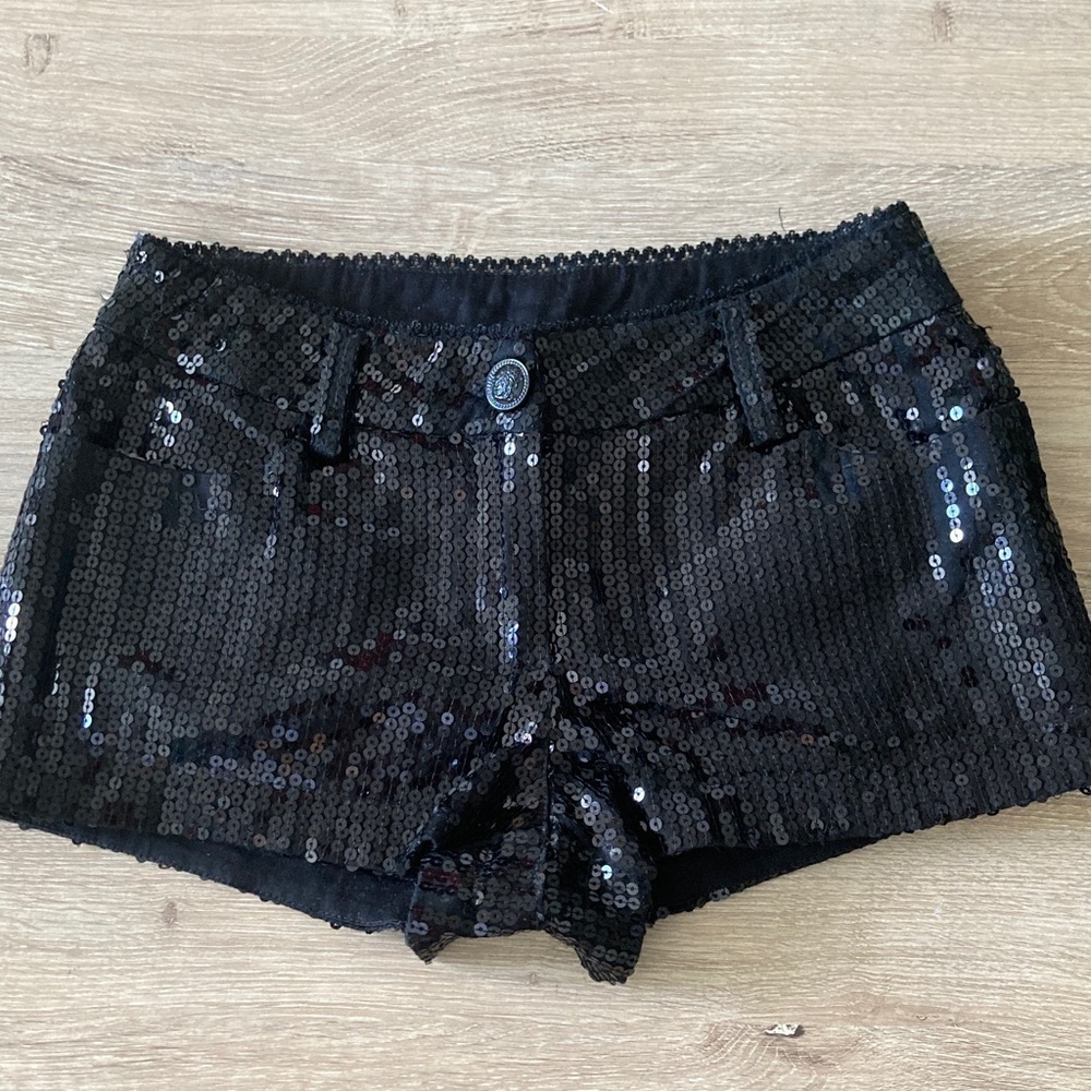 Black Sequin Women's Shorts